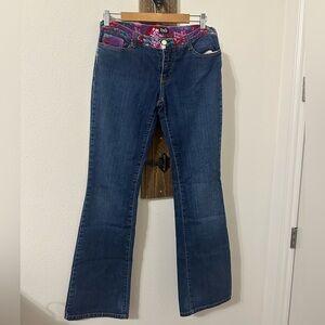 D&G Women's Classic Blue Flare Jeans vintage velvet floral trim